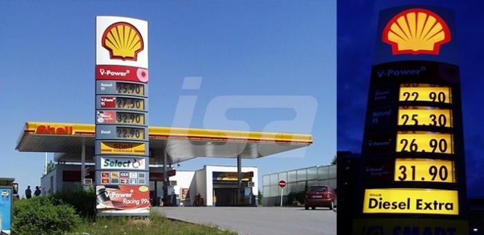 Čerpací stanice Shell - původní design | SHELL SVĚTELNÝ PYLON